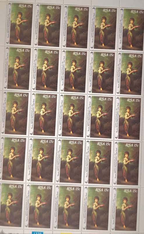 RSA 1980 National Art Gallery 15c  Mint Sheet of 25 stamps