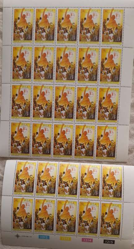 RSA 1979 Health Year Mint Control block of 10 stamps and Mint Block of 20 stamps
