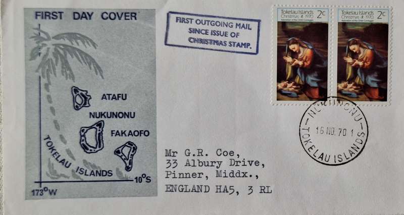 Tokelau Islands 1970 Christmas First Outgoing Mail Since Issue