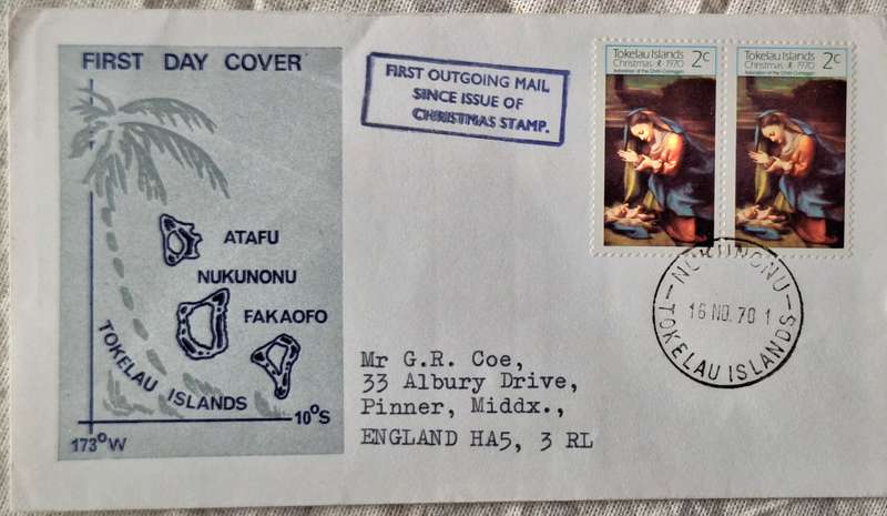 Tokelau Islands 1970 Christmas First Outgoing Mail Since Issue