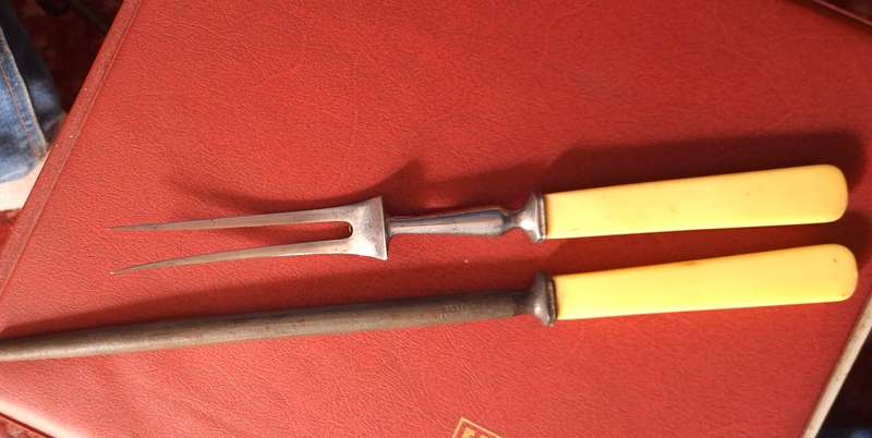 Vintage Fork and Sharpening Steel from a Carving Set