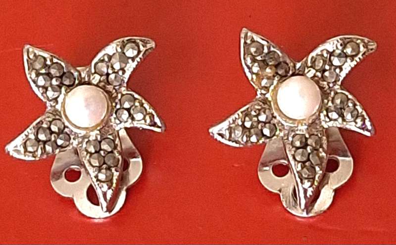 Vintage Silver Plate S900 Starfish Clip on Type Earrings