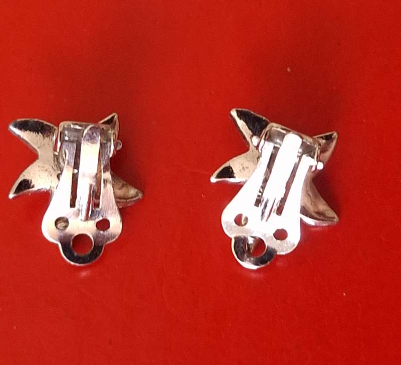 Vintage Silver Plate S900 Starfish Clip on Type Earrings