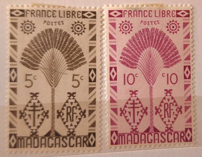 French Madagascar 1943 2 Unused Hinged stamps