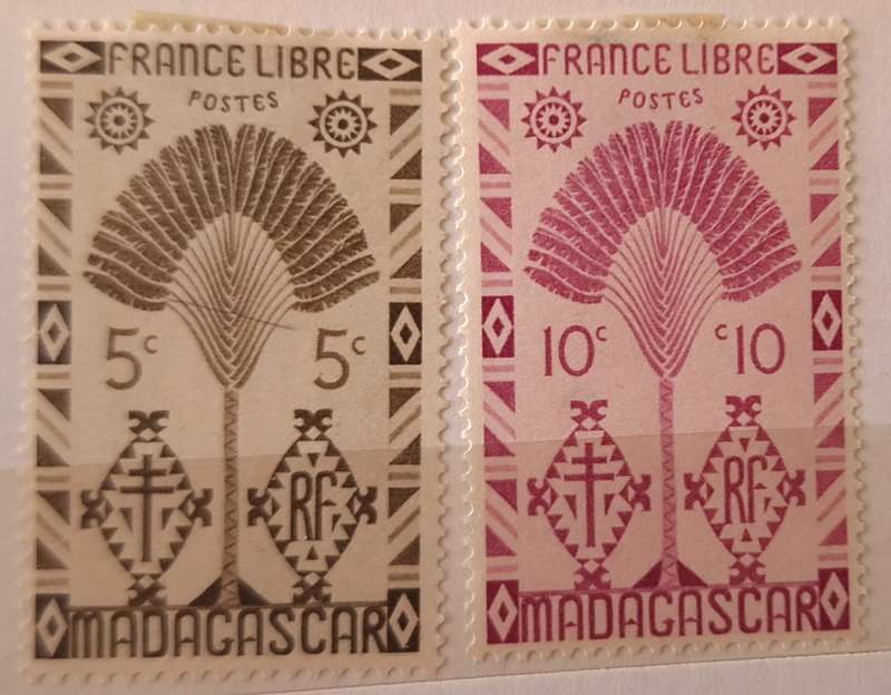 French Madagascar 1943 2 Unused Hinged stamps