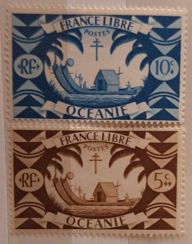 French Oceania 1942 Definitives 2 Unused Hinged stamps