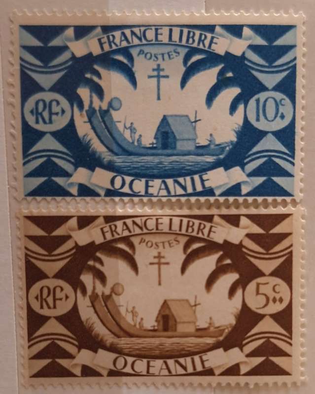 French Oceania 1942 Definitives 2 Unused Hinged stamps