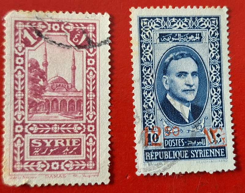 Syria 1925 Definitive Umayyad Mosque, Damascus, 1938 Pres. Hashem Bek el Atassi  2 Used stamps