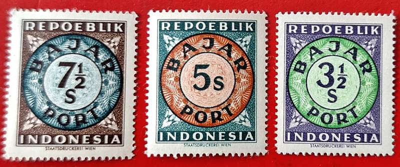 Indonesia 1948 Postage Due 3 Mint stamps