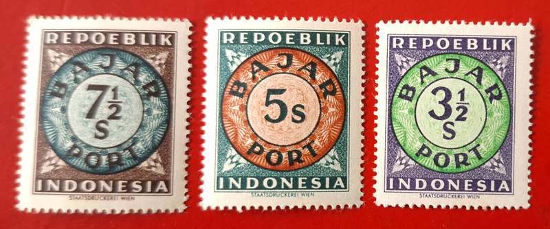 Indonesia 1948 Postage Due 3 Mint stamps