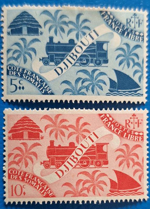 French Somaliland called Djibouti 1943 Definitives 2 Unused Hinged stamps