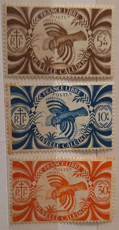 French Caledonia 1942 Definitives 3 Unused Hinged stamps