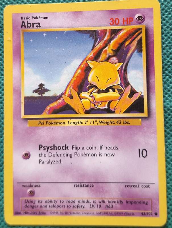 Pokemon Trading Cards Abra 43/102
