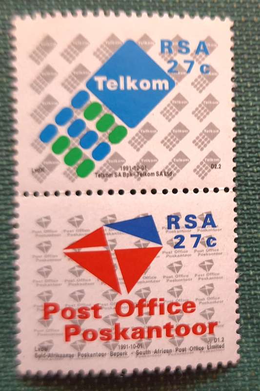 South Africa 1991 Post Office and Telkom Pair of Mint stamps