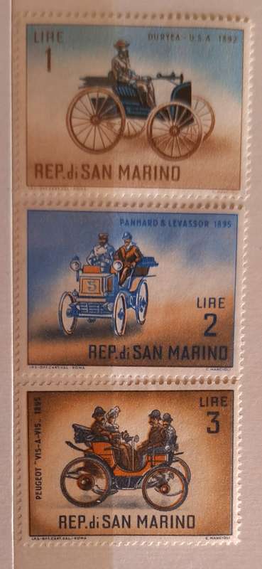 San Marino 1962 Vintage Cars 3 Unused Hinged stamps