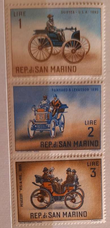 San Marino 1962 Vintage Cars 3 Unused Hinged stamps