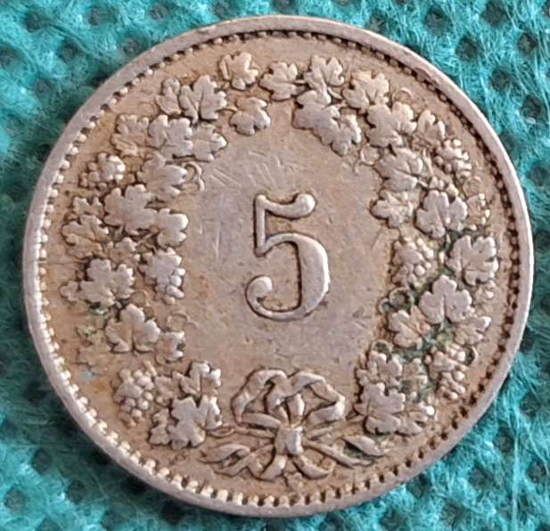 Switzerland 1929 Libertas 5 Rappen Copper-nickel