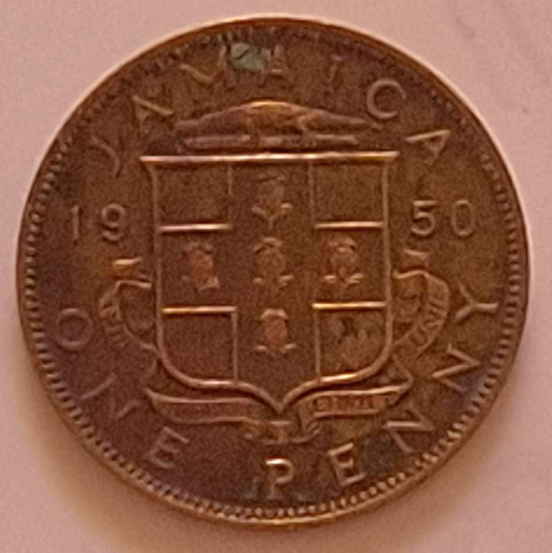 Jamaica 1950 George VI One penny Nickel brass