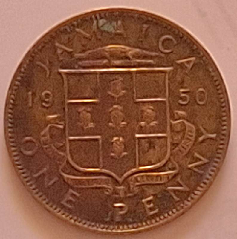 Jamaica 1950 George VI One penny Nickel brass