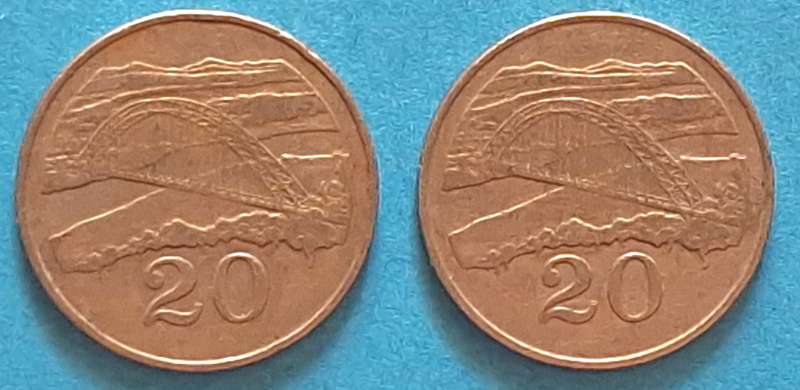 Zimbabwe 1980 2 x 20 Cents Copper-nickel