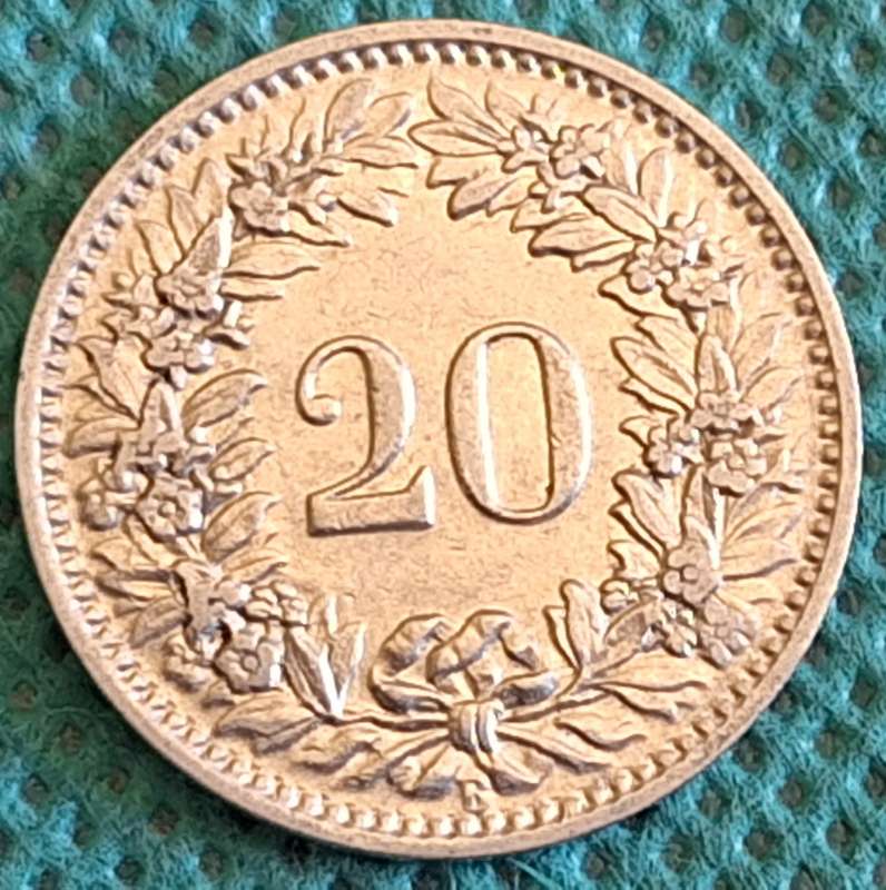 Switzerland 1920 Libertas 20 Rappen Nickel
