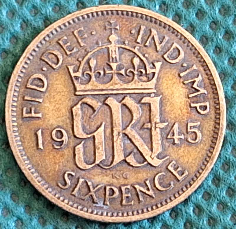 United Kingdom, British Overseas Territories and Crown Dependencies George VI 1945 6 Pence Silver