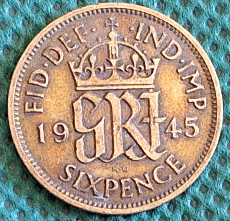 United Kingdom, British Overseas Territories and Crown Dependencies George VI 1945 6 Pence Silver