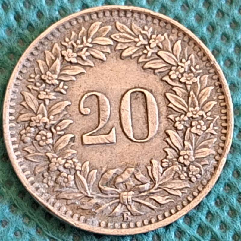 Switzerland 1939 Libertas 20 Rappen Copper-nickel
