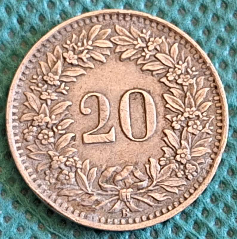 Switzerland 1939 Libertas 20 Rappen Copper-nickel