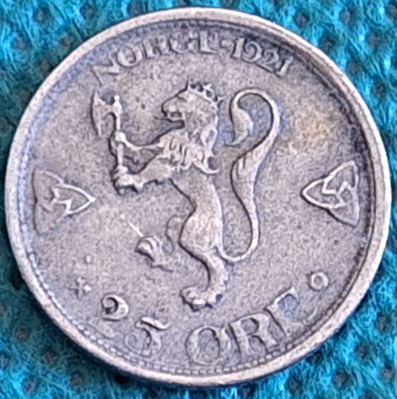 Norway 1921 25 ore Copper-nickel