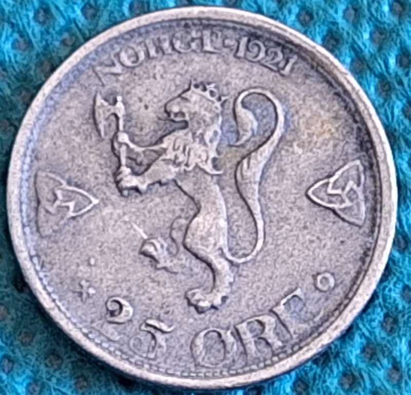 Norway 1921 25 ore Copper-nickel