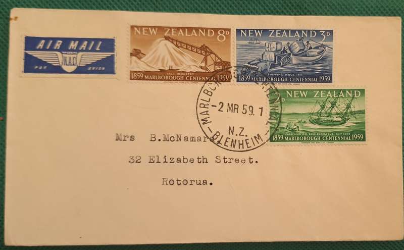 New Zealand 1959 Marlborough Centennial Cover