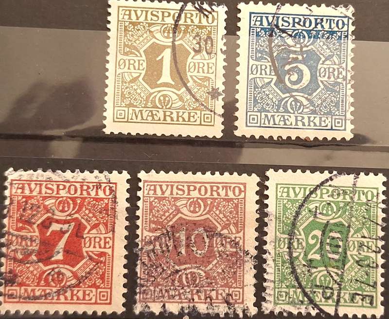 Denmark 1907 Newspaper 5 Used Stamps