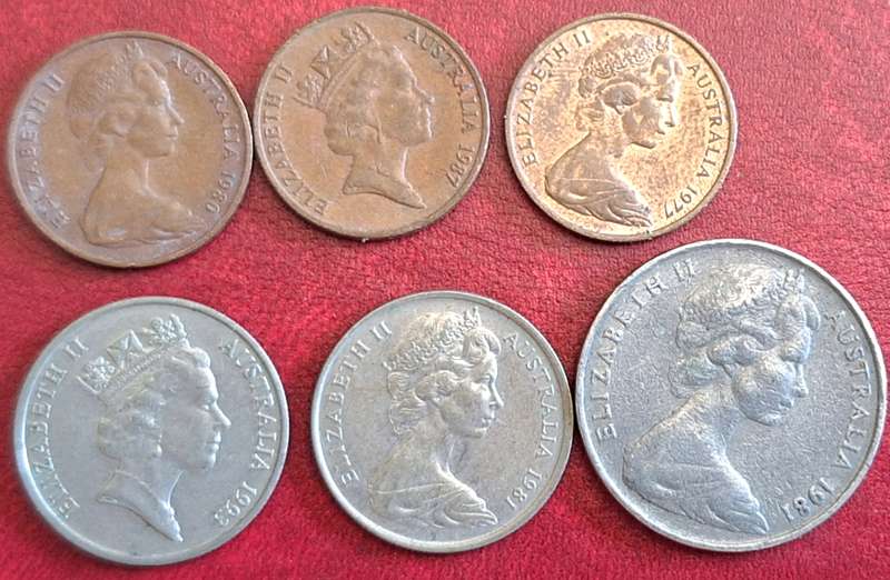 Australia Mixed Lot of 6 coins Elizabeth II