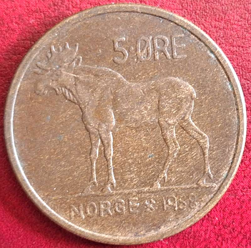 Norway 1958 Olav V 5 Ore Bronze