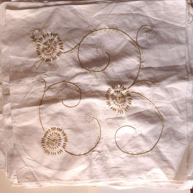 24 Linen Embroidery Squares for Table Cloth or Cushion Covers