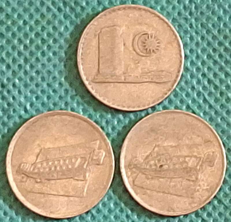 Malaysia 1973 10 Sen Parliament and 1990 and 1992 10 Sen Agong All Copper-nickel