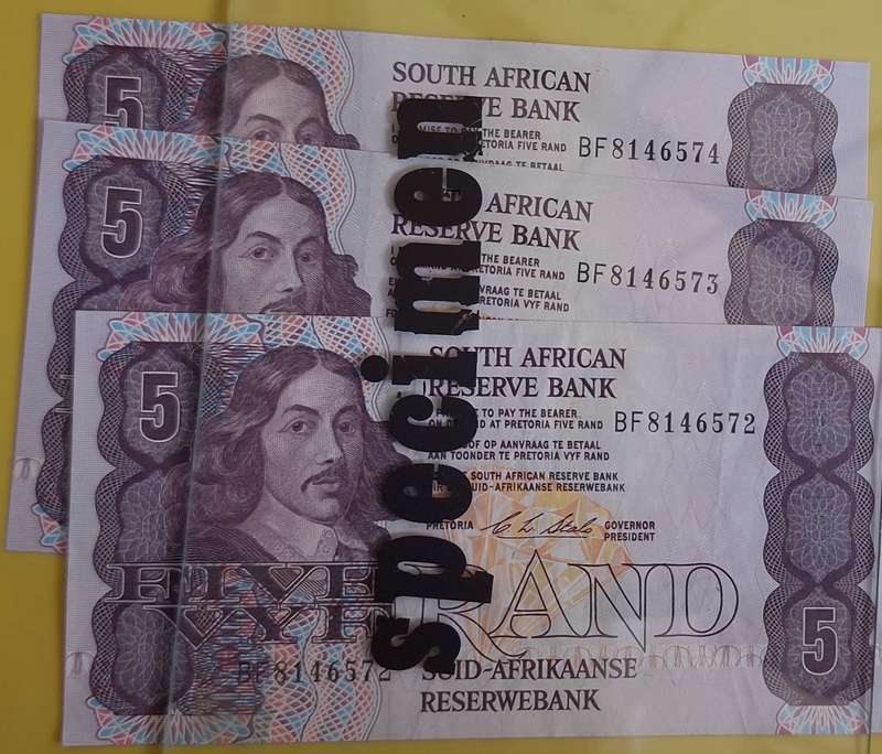 South African Reserve Bank 3 x R5 BF8146572-3-4