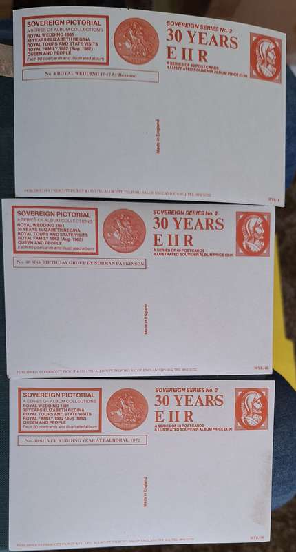 3 Postcards Sovereign Series No. 2 - 30 Years E II R