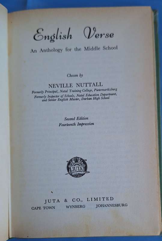 English Verse: An Anthology for the Middle School Chosen by Neville Nuttall Hardcover