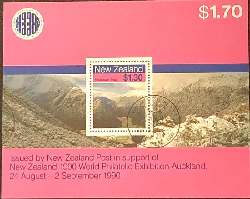 New Zealand 1990 World Philatelic Exhibition Auckland 1 Cancelled Miniature Sheet
