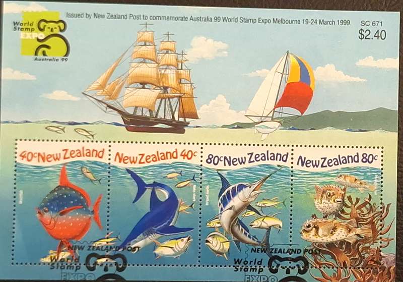 New Zealand 1999 Australia 99 Underwaterworld 1 Cancelled Miniature Sheet