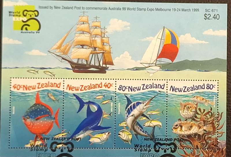 New Zealand 1999 Australia 99 Underwaterworld 1 Cancelled Miniature Sheet