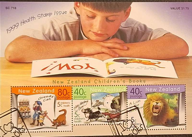 New Zealand 1999 Health Issue Children's Books 1 Cancelled Hinged Miniature Sheet