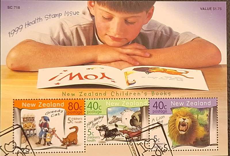 New Zealand 1999 Health Issue Children's Books 1 Cancelled Hinged Miniature Sheet