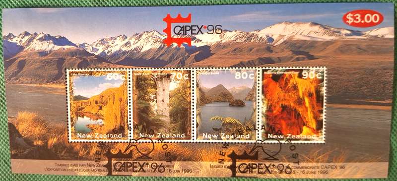 New Zealand 1996 Capex Exhibition 1 Cancelled Hinged Miniature Sheet