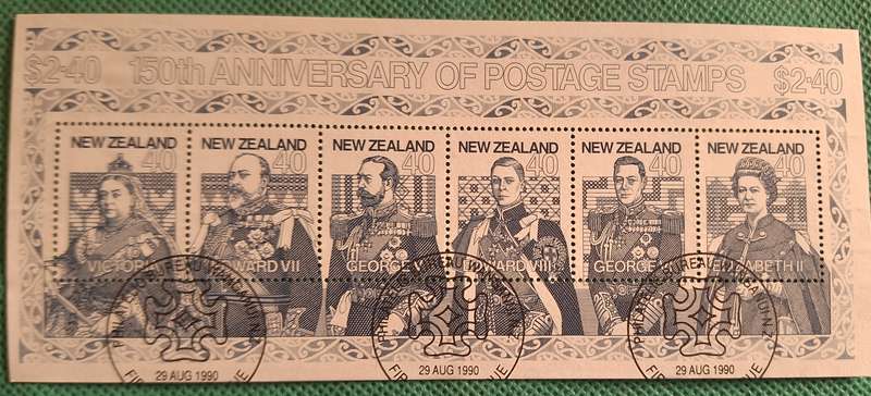New Zealand 1990 Stamp Anniversary 1 Cancelled Hinged Miniature Sheet