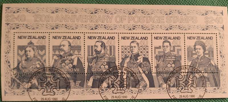 New Zealand 1990 Stamp Anniversary 1 Cancelled Hinged Miniature Sheet