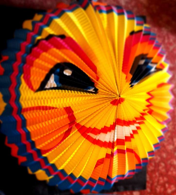 Folding Paper Crafted Colourful Smiling Face Decoration