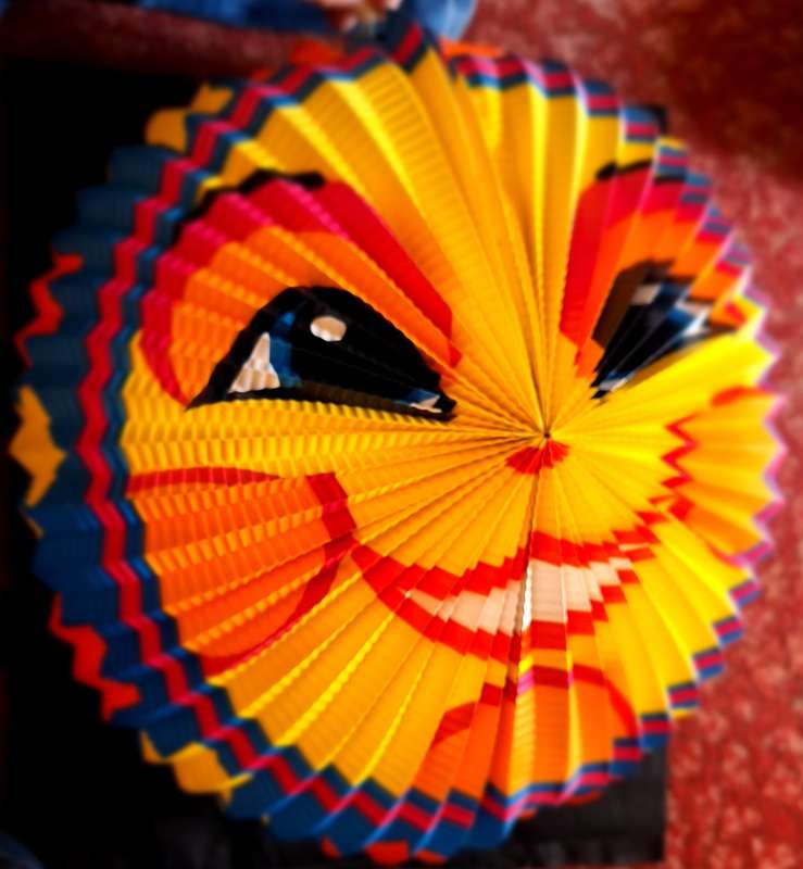 Folding Paper Crafted Colourful Smiling Face Decoration